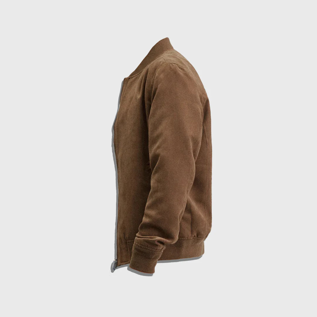 The Elegant Suede Bomber - Men's Leather Jacket