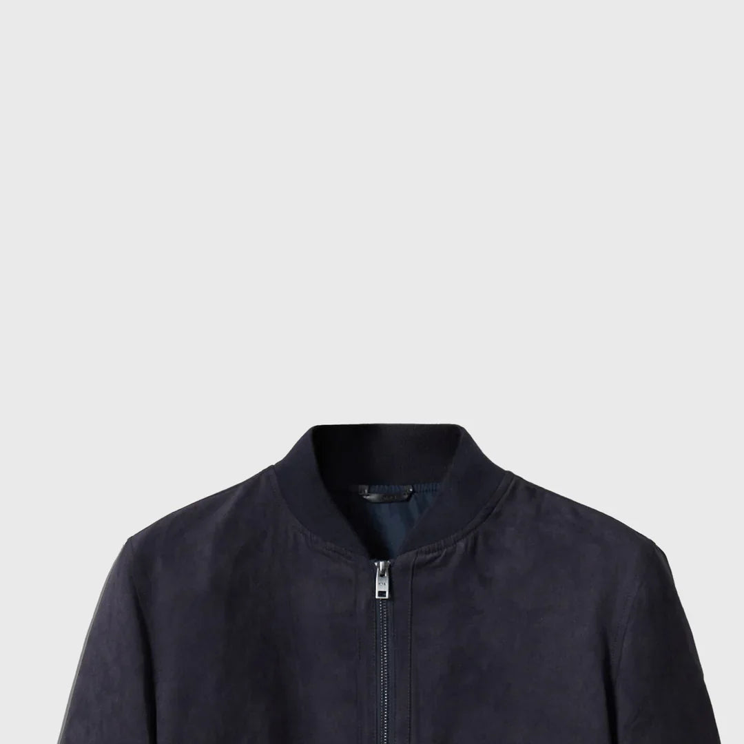 The Elegant Suede Bomber - Men's Leather Jacket