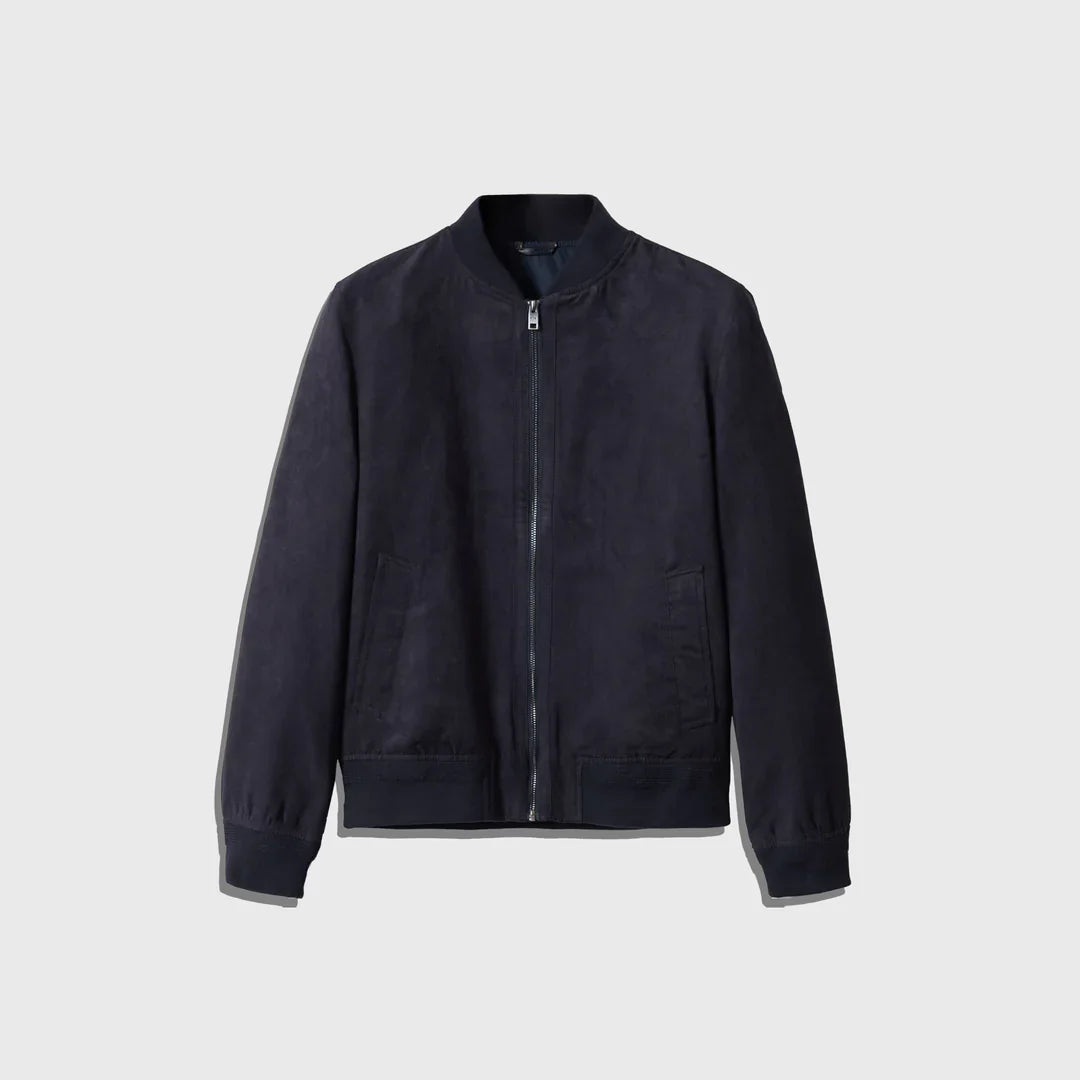 The Elegant Suede Bomber - Men's Leather Jacket