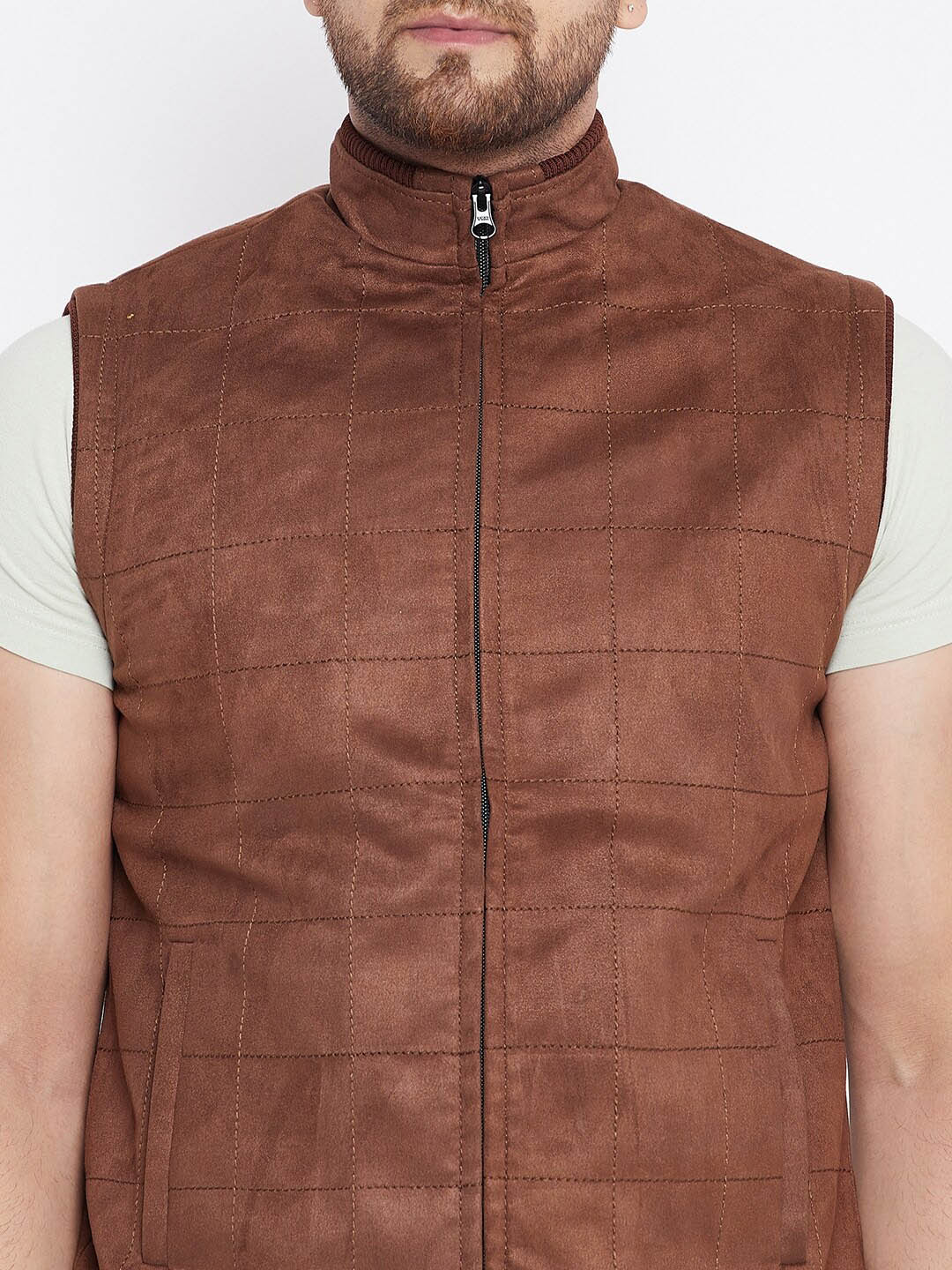 Men Brown Suede Bomber Leather Vests | Sleeveless Suede Stylish Leather Jacket