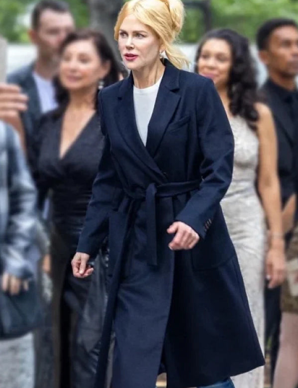 A Family Affair 2024 Nicole Kidman Blue Wool Coat