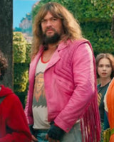 A Minecraft Movie 2025 Jason Momoa Pink Leather Fringe Jacket