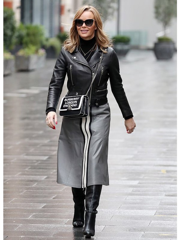 Amanda Holden Black Leather Jacket