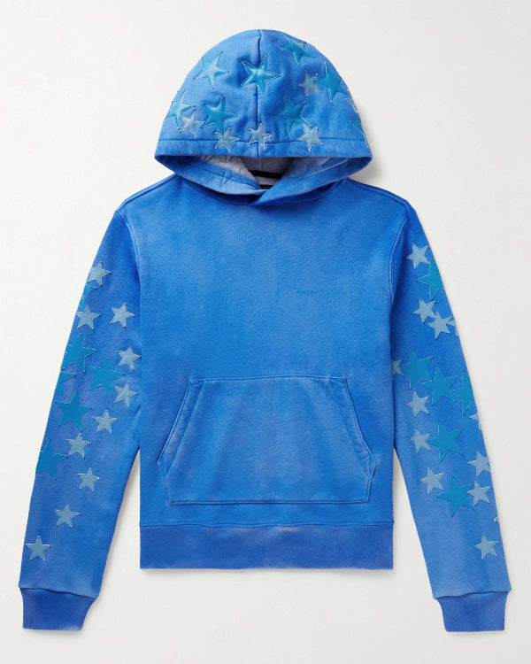 Amiri Pigment Spray Star Leather Hoodie