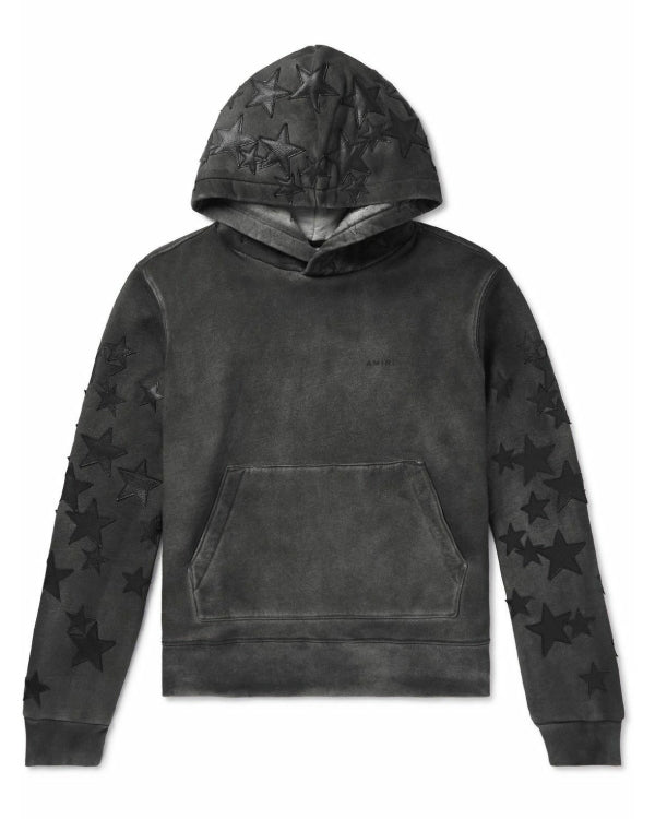 Amiri Pigment Spray Star Leather Hoodie