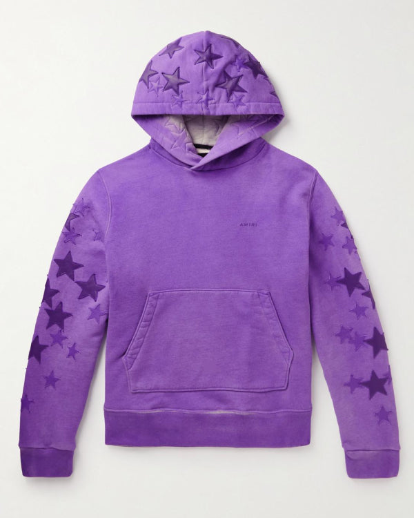 Amiri Pigment Spray Star Leather Hoodie