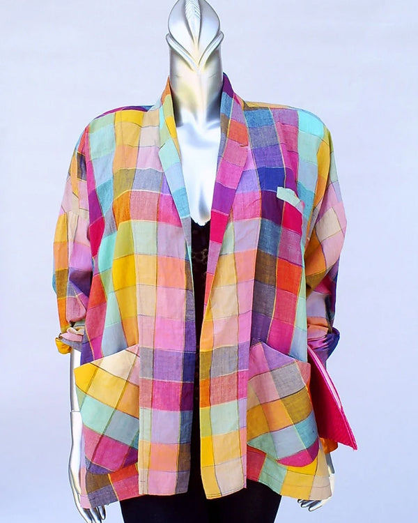 And Just Like That Sarah Jessica Parker Rainbow Check Shirt Jacket