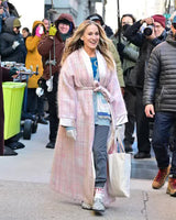 And Just Like That S02 Carrie Bradshaw Pink Plaid Robe Coat