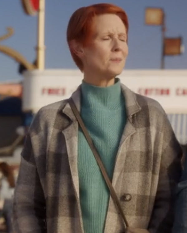 And Just Like That S02 Cynthia Nixon Grey Plaid Coat