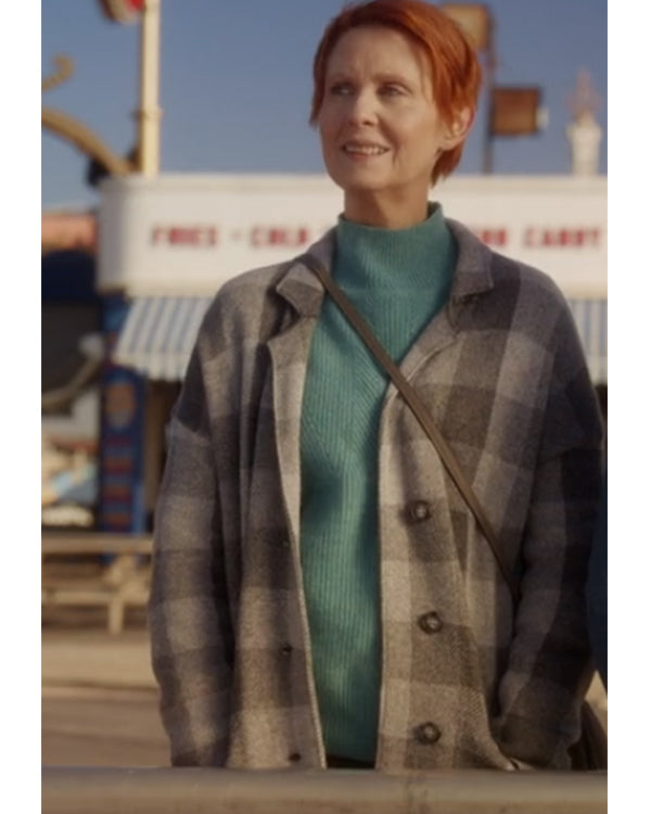 And Just Like That S02 Cynthia Nixon Grey Plaid Coat