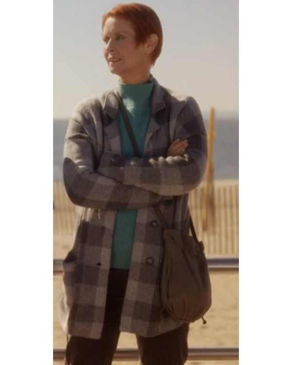 And Just Like That S02 Cynthia Nixon Grey Plaid Coat