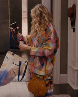 And Just Like That Sarah Jessica Parker Rainbow Check Shirt Jacket