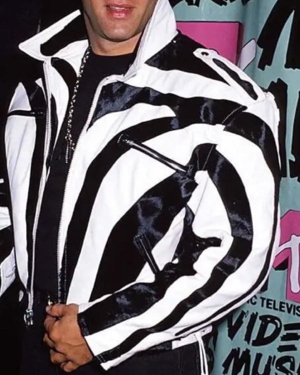 Andrew Dice Clay White And Black Leather Jacket