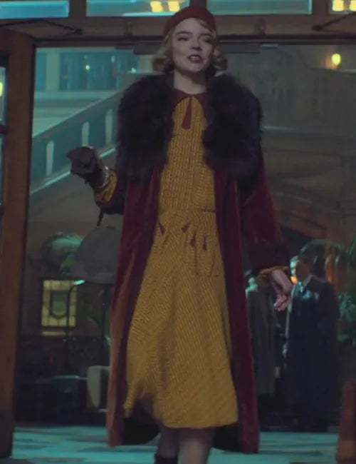 Anya Tay­lor-Joy Peaky Blind­ers S05 Fur Collar Red Coat