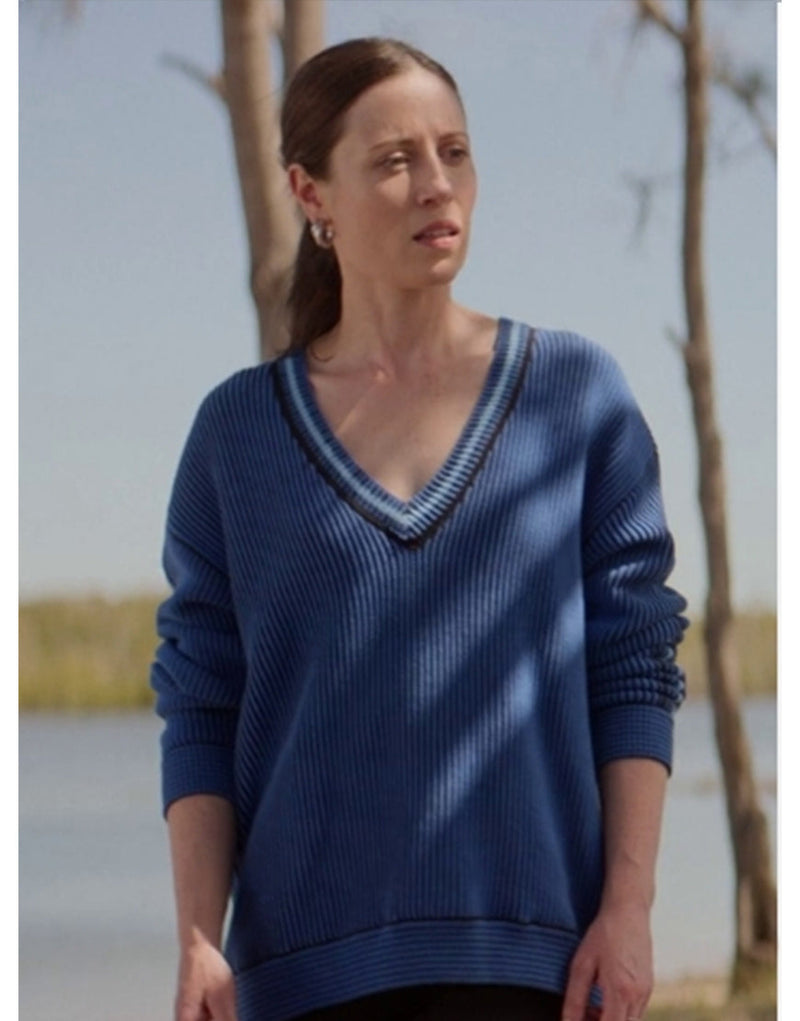 Apples Never Fall 2024 Madeleine Jones Blue Sweater