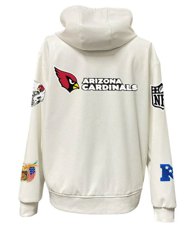 Arizona Cardinals Lightweight White Vegan Zip-up Hooded Jacket