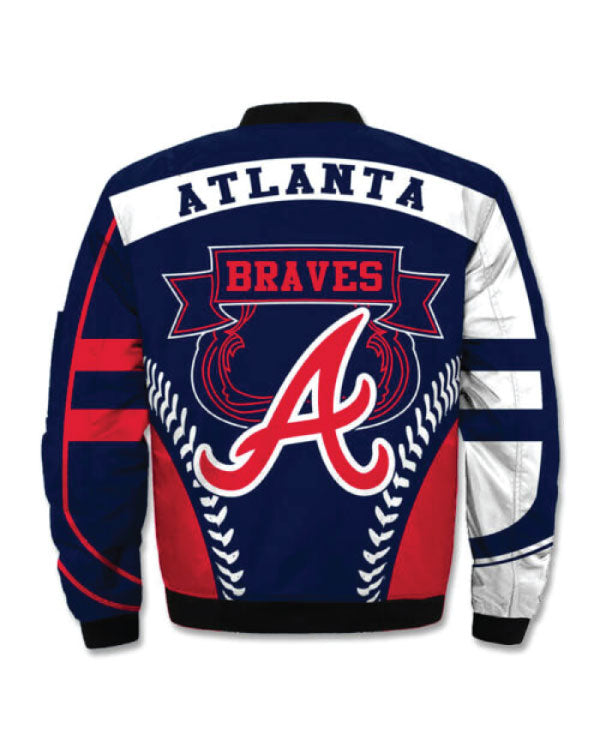 Atlanta Braves Blue and White Bomber Jacket