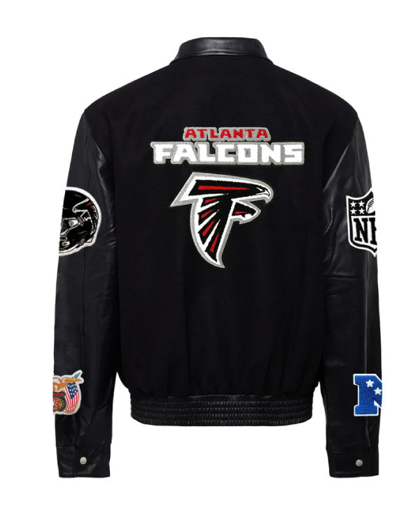 Atlanta Falcons Black/black Wool & Leather Varsity Jacket