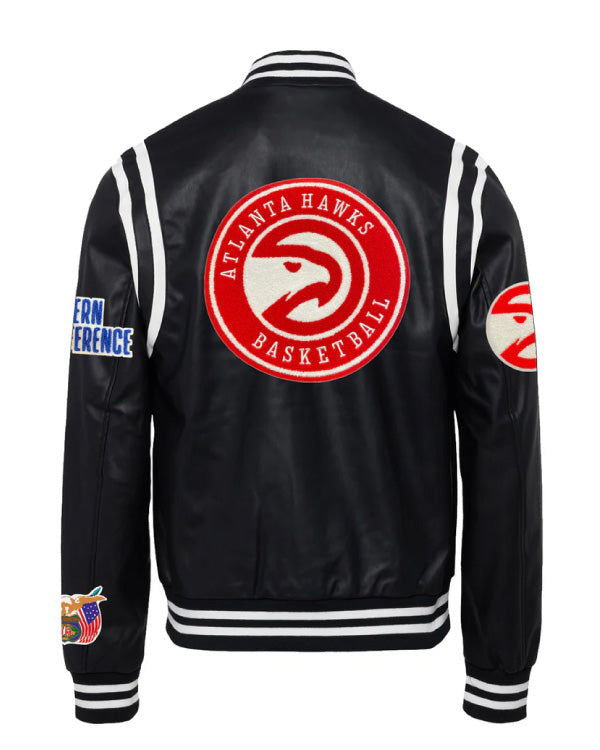 Atlanta Hawks Black/White Vegan Leather Jacket