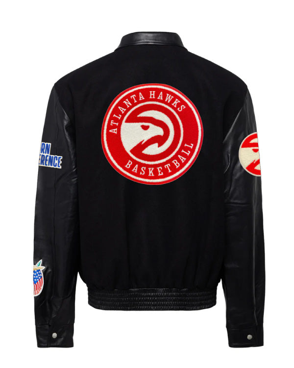 Atlanta Hawks Black Wool & Leather Jacket