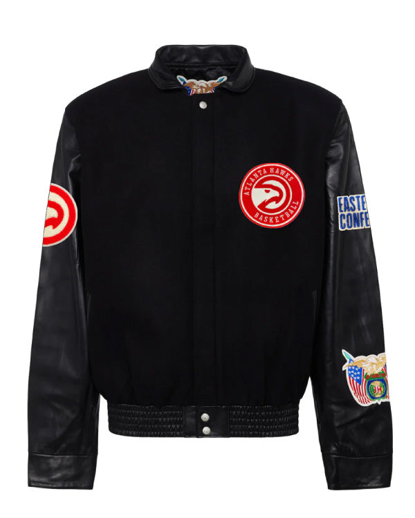 Atlanta Hawks Black Wool & Leather Jacket