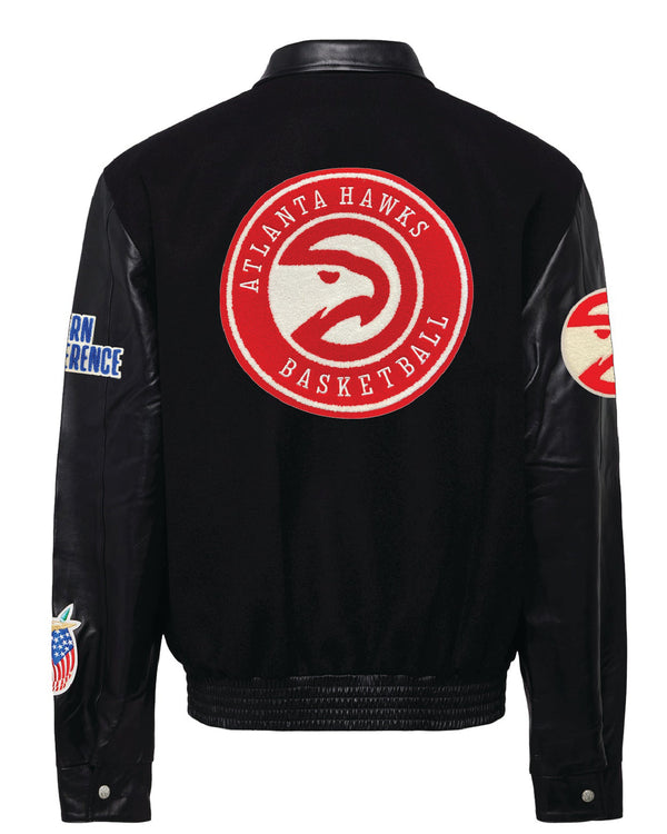 Atlanta Hawks Black Wool & Leather Jacket