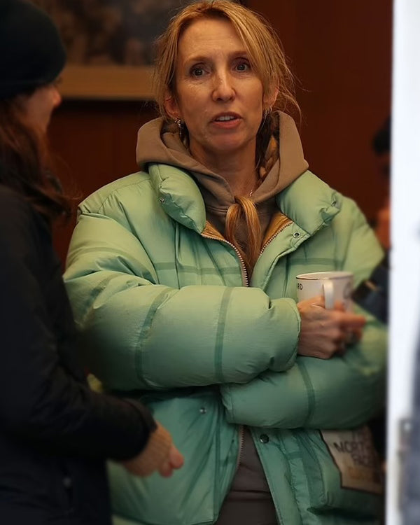 Back To Black 2024 Sam Taylor-Johnson Mint Green Puffer Jacket