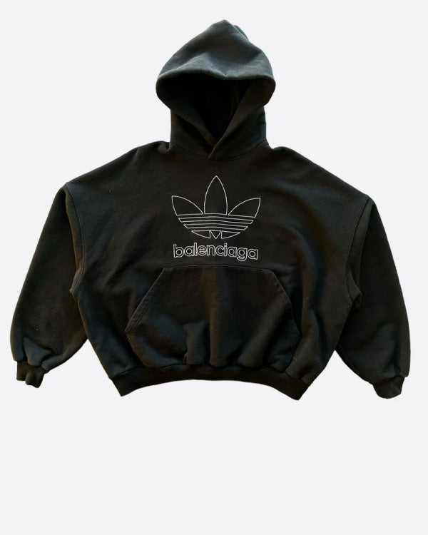 Balenciaga Adidas Black Oversized Unisex Logo Hoodie