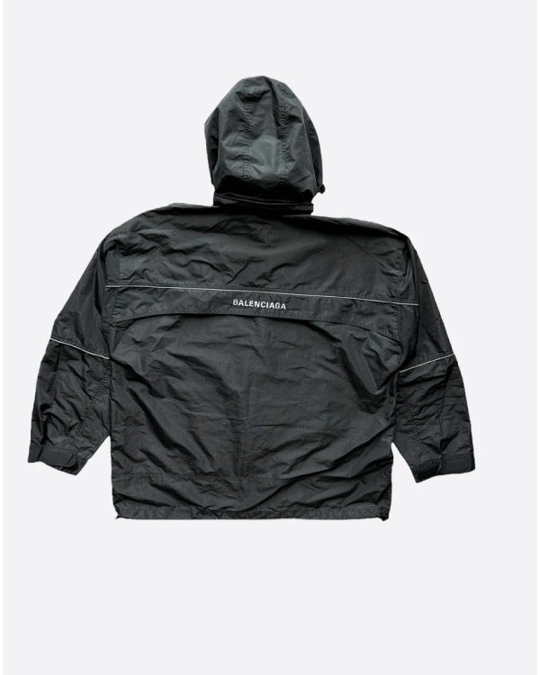 Balenciaga Black Logo Hooded Windbreaker