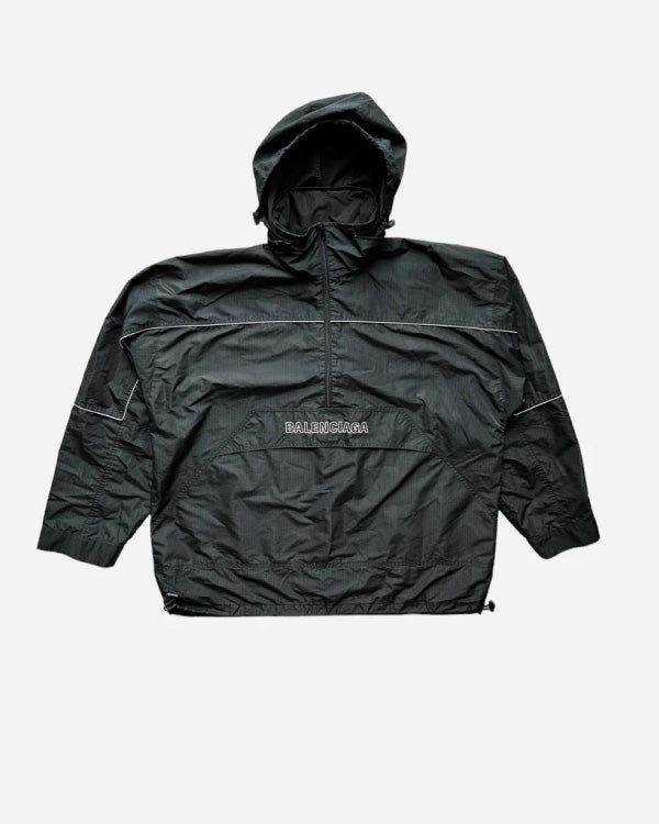 Balenciaga Black Logo Hooded Windbreaker