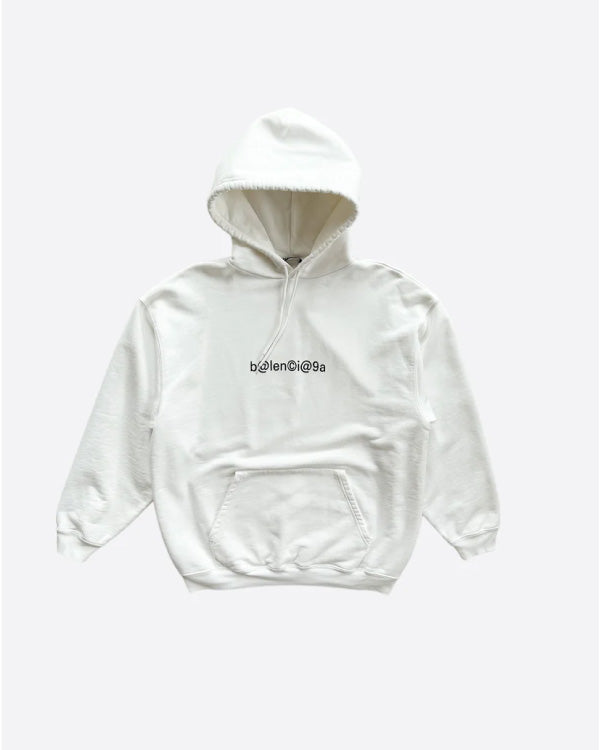 Balenciaga White & Black Symbolic Logo Hoodie