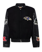 Baltimore Ravens Black/black Wool & Leather Varsity Jacket