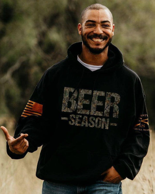 Beer Season Camo Black Hoodie