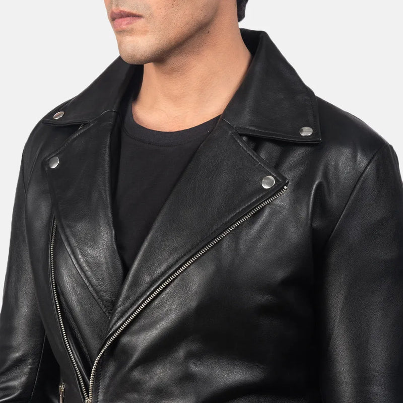 Embrace the rebellious spirit with this biker jacket leather. Its black color and sleek design make it a must-have for any fashion-forward individual.