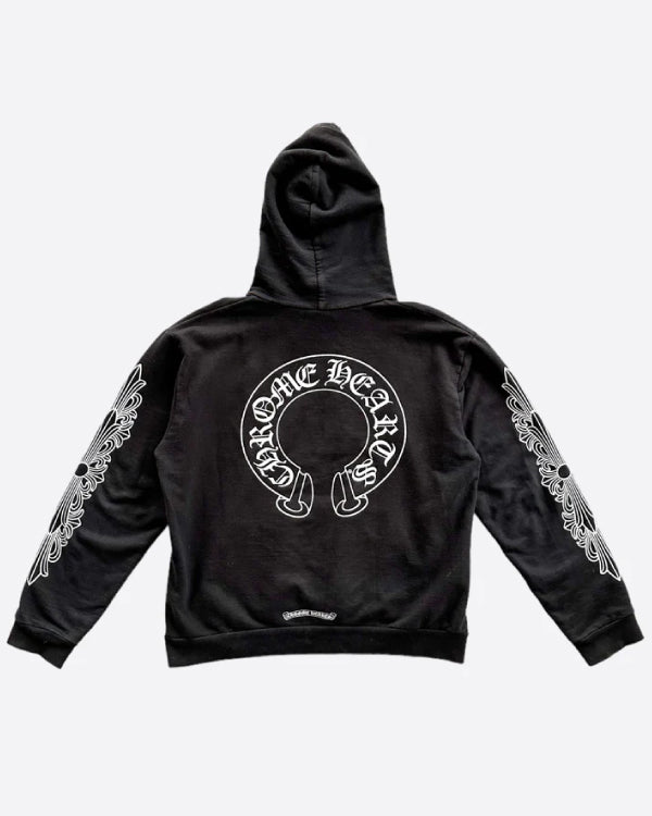 Black & White Horseshoe Logo Hoodie