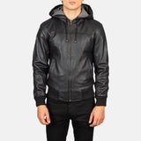 Men's black bomber jacket leather, perfect for any occasion. Its design make it a must-have for fashion-forward individuals.