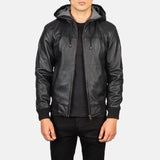 Men's black bomber jacket leather, perfect for any occasion. Its design make it a must-have for fashion-forward individuals.