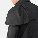 Fashionable man wearing black trench coat, Black Leather Coat For Men