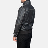 Authentic bomber black leather jacket vintage in Genuine leather