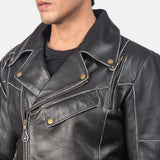 Embrace the timeless appeal of a black leather riding jacket, expertly crafted from leather.