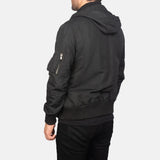 Stylish Black Leather Zipper Jacket made from cotton and nylon blend