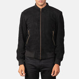 Stylish black vintage bomber jacket, perfect for men's casual outfits.