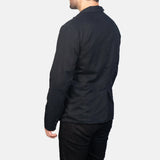 Showcasing black leather blazer for men, epitomizing modern and casual elegance..