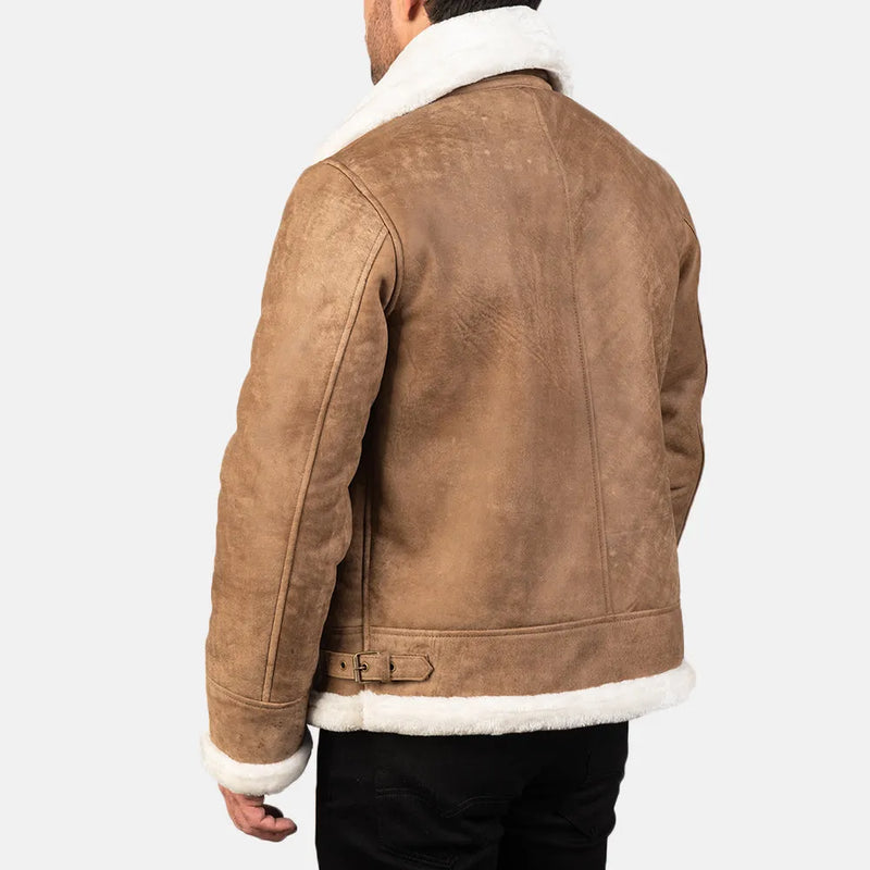 Stay warm and fashionable with this Bomber Jacket Brown Leather. Crafted from leather, it features a trendy bomber jacket style.