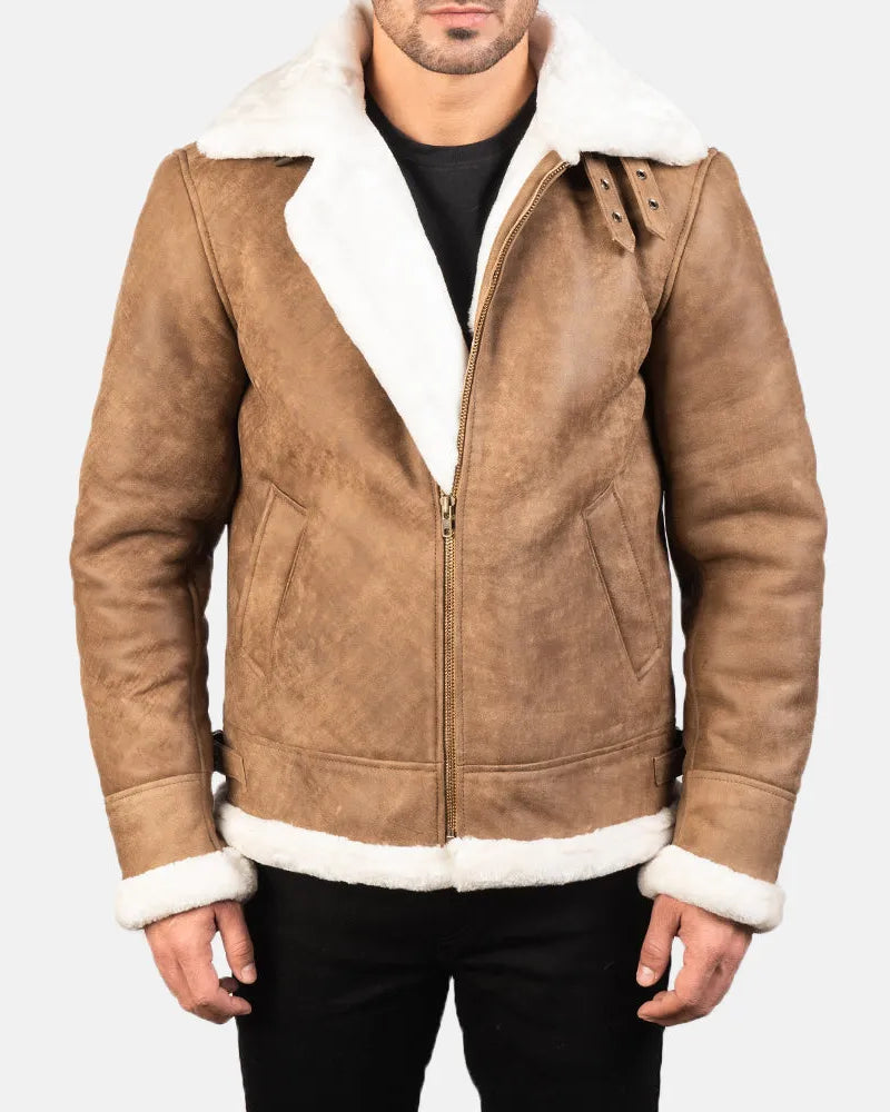 Stay warm and fashionable with this Bomber Jacket Brown Leather. Crafted from leather, it features a trendy bomber jacket style.