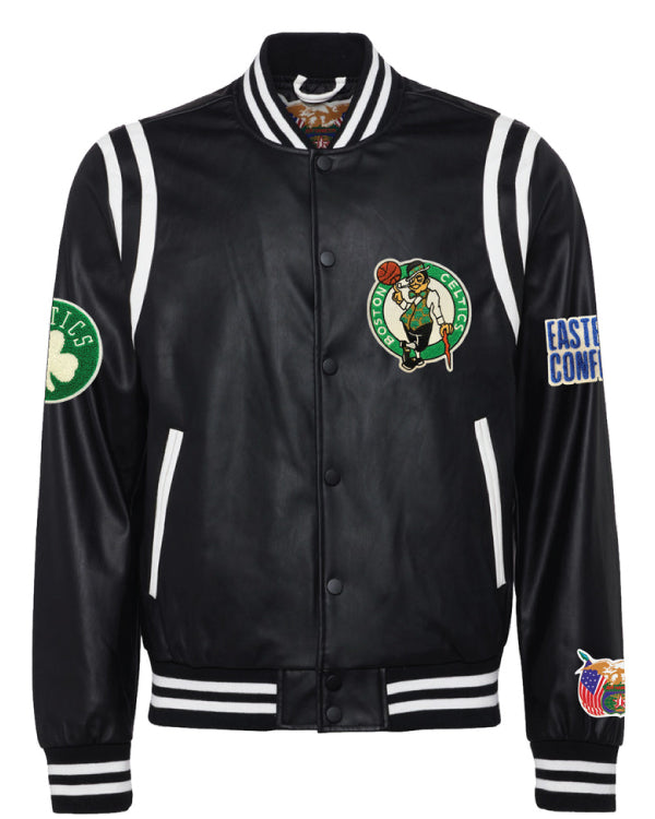 Boston Celtics Vegan Black Leather Jacket