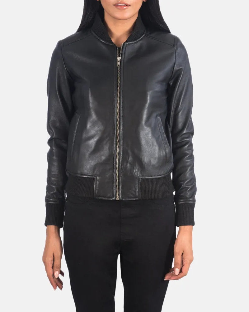 An excellent choice for women, the girl's black leather jacket bomber is both fashionable and versatile.