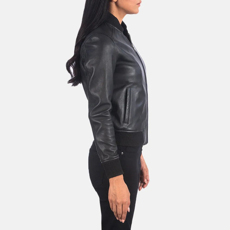 An excellent choice for women, the girl's black leather jacket bomber is both fashionable and versatile.