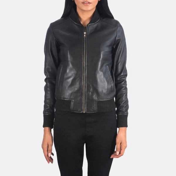 An excellent choice for women, the girl's black leather jacket bomber is both fashionable and versatile.