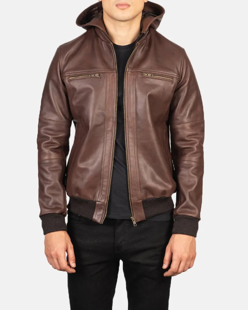 A real leather brown jacket bomber that is extremely well-made and exudes luxury. An opulent focal point that is ideal for the discriminating fashionista.